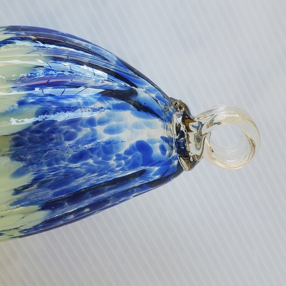 Hand Blown Glass Multicolor Hanging HUMMINGBIRD FEEDER Art Glass 9" Floral Gourd - Picture 6 of 10